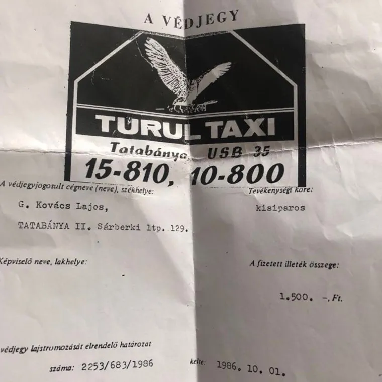 Turul Taxi védjegy
